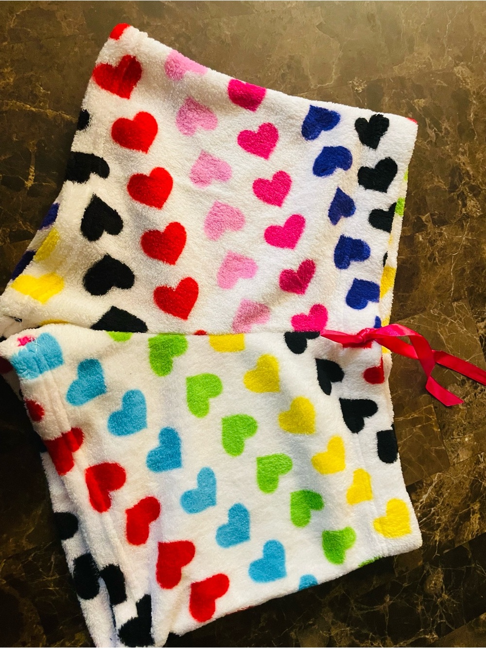Women’s Plush Heart Print Neck Warmer Scarf - Multi Color